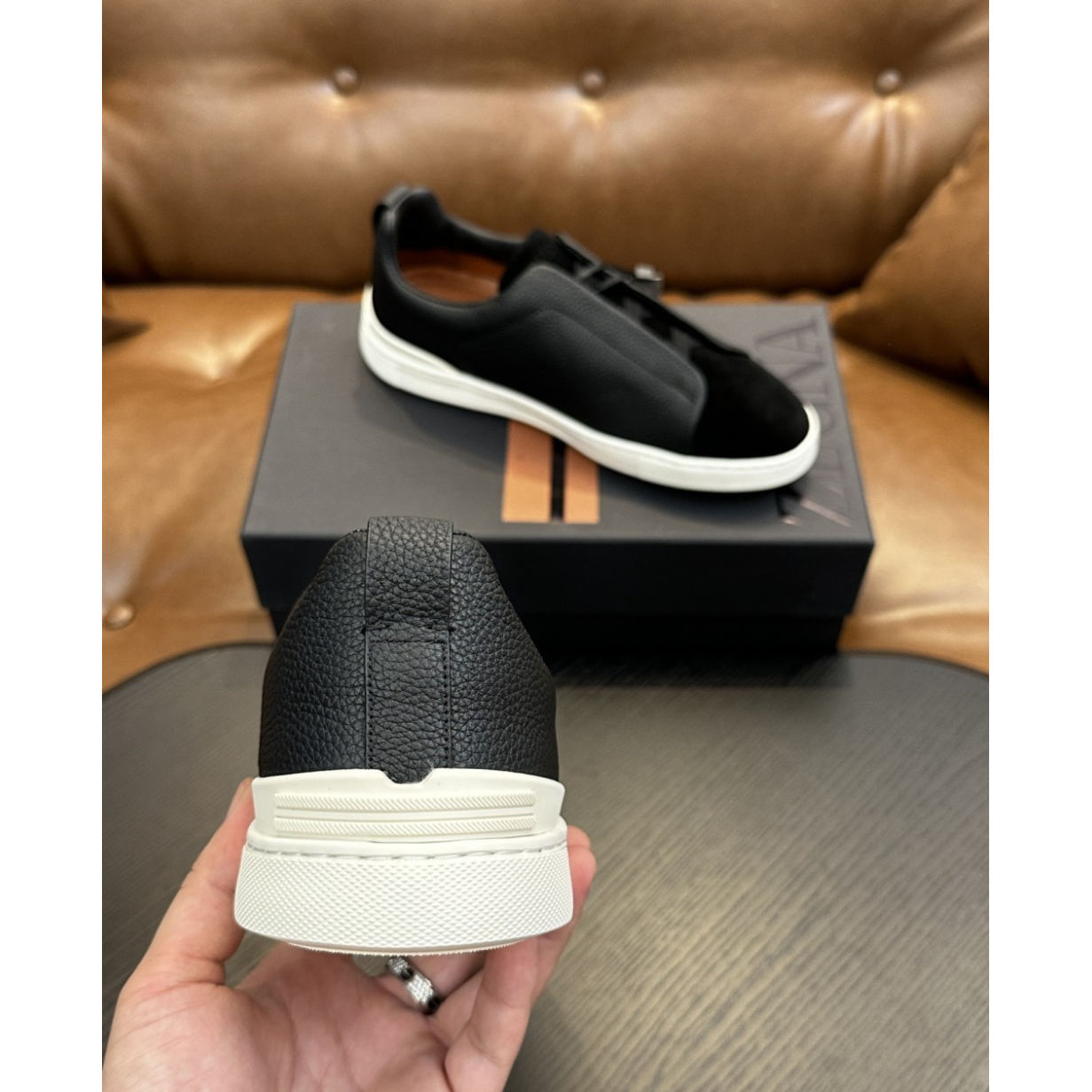 Zegna Triple Stitch em Tecido Preto