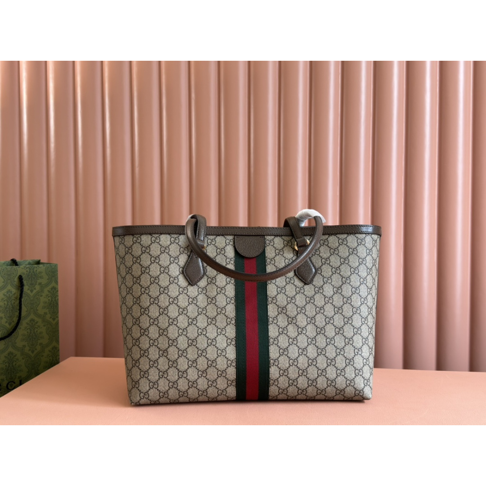 Bolsa Gucci Tote Ophidia GG Marrom 38x28x14cm