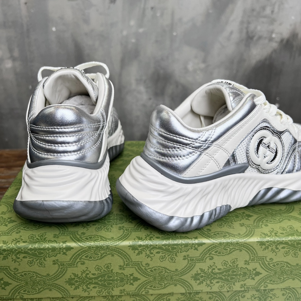 Tênis Gucci Ripple Couro Branco/Prata