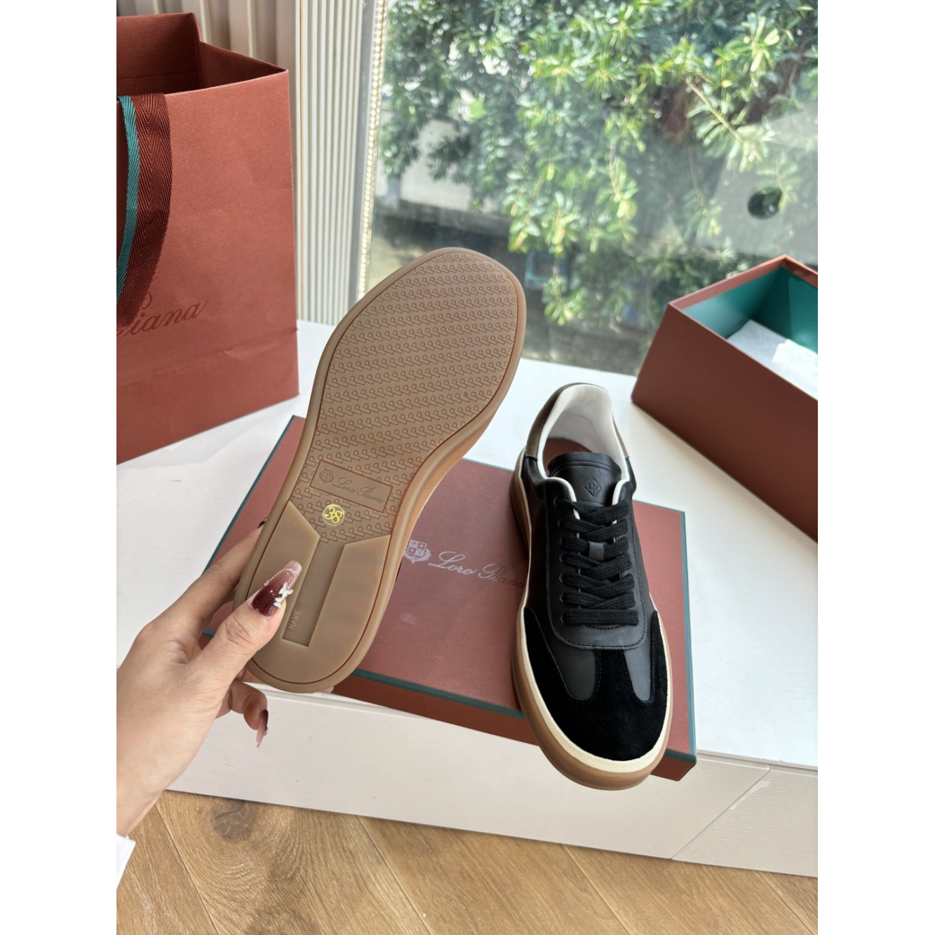 Loro Piana Tênis Walk Preto Camurça