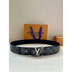Cinto Louis Vuitton Initiales Reversível Damier Preto e Azul 4.0cm