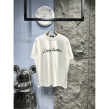 Camiseta de Algodão Louis Vuitton Logo em 3D Branca