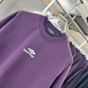 Camiseta de Algodão Balenciaga com Logo estampado Roxo