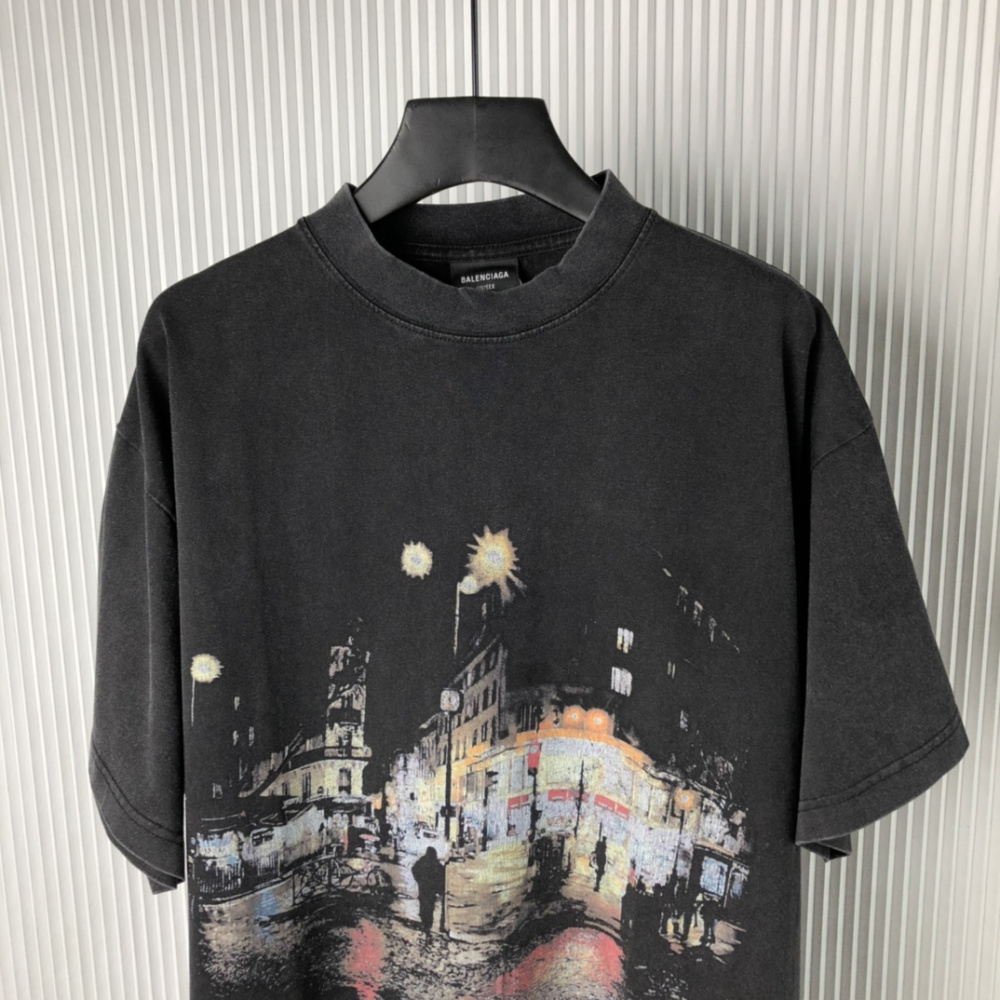 Camiseta de Algodão Balenciaga Oversize Belleville Preta
