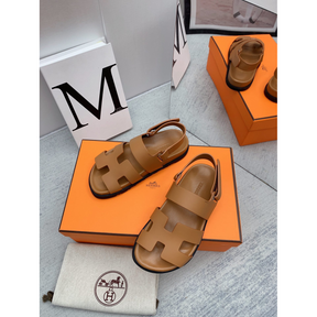 Sandália Hermès Genius em Couro Marrom