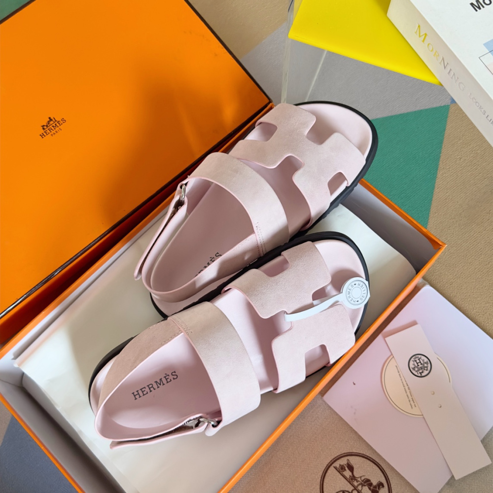 Sandália Hermès Genius em Camurça Rosa