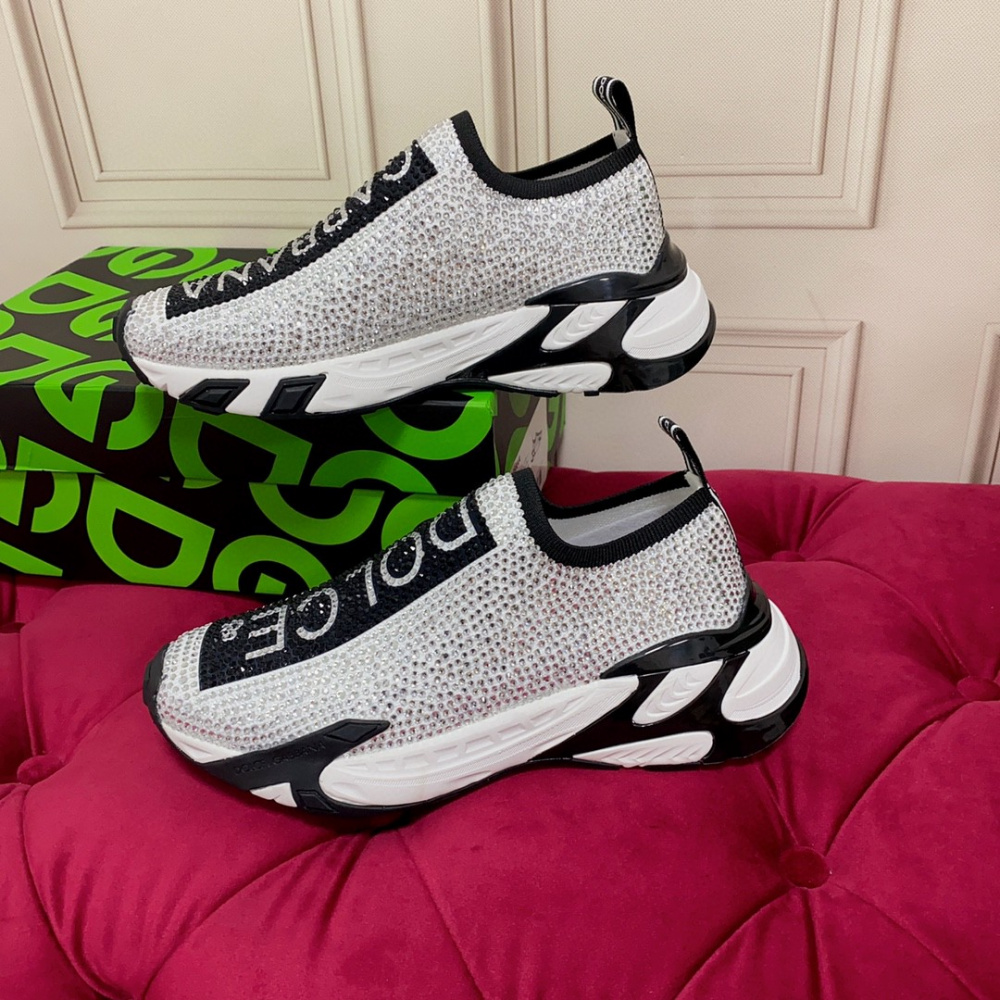 TÊNIS DOLCE & GABBANA FAST WITH FUSIBLE RHINESTONES WHITE