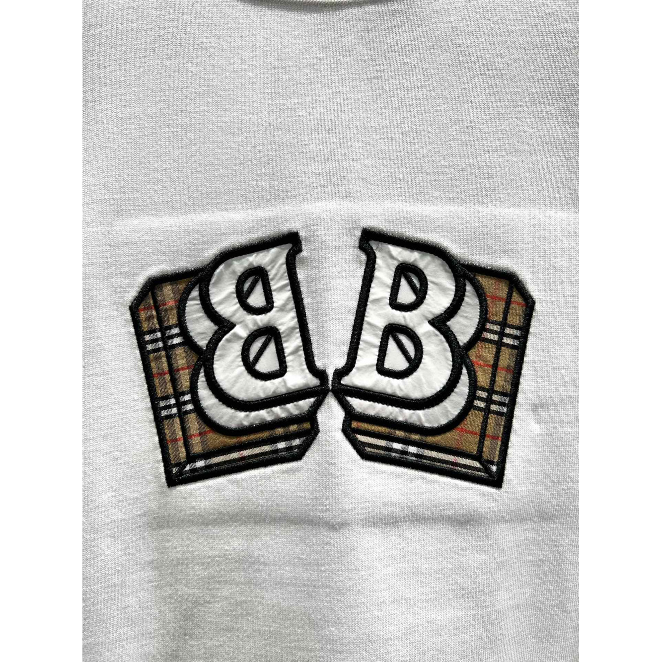 Camisa Burberry de algodão BB ao meio bordada Branca