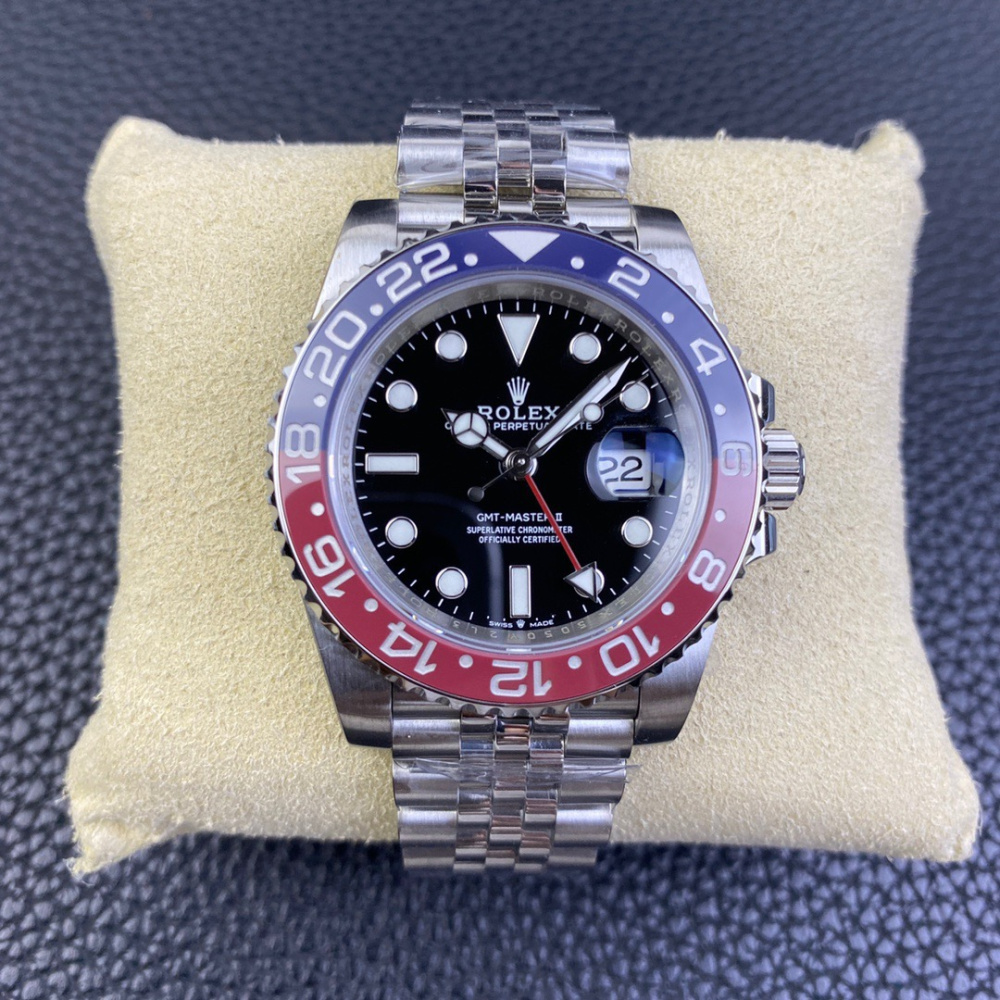 Rolex GMT Master II Prata/Preto/Azul e Vermelho