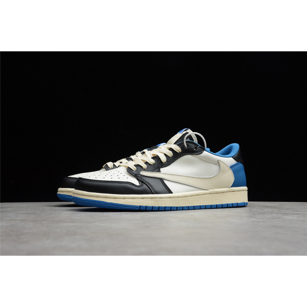 FRAGMENT DESIGN X TRAVIS SCOTT X AIR JORDAN 1 RETRO LOW WHITE/BLUE/BLACK