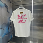 Camiseta de Algodão Louis Vuitton Logo estampado Rosa