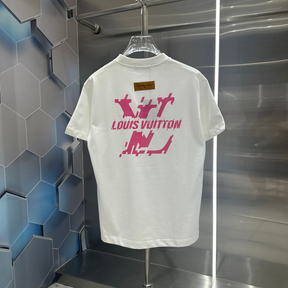 Camiseta de Algodão Louis Vuitton Logo estampado Rosa