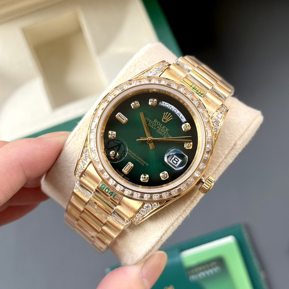 Rolex Day-Date Dourado/Verde Vivo