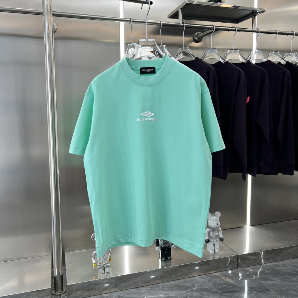 Camiseta de Algodão Balenciaga com Logo estampado Verde Água